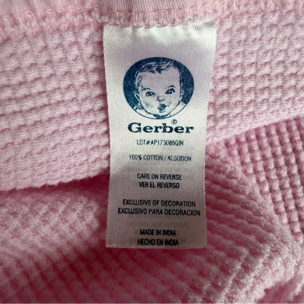 Y2K Gerber Thermal Waffle Weave Baby Lovey Security Blanket Pink Bear 29x34 GUC